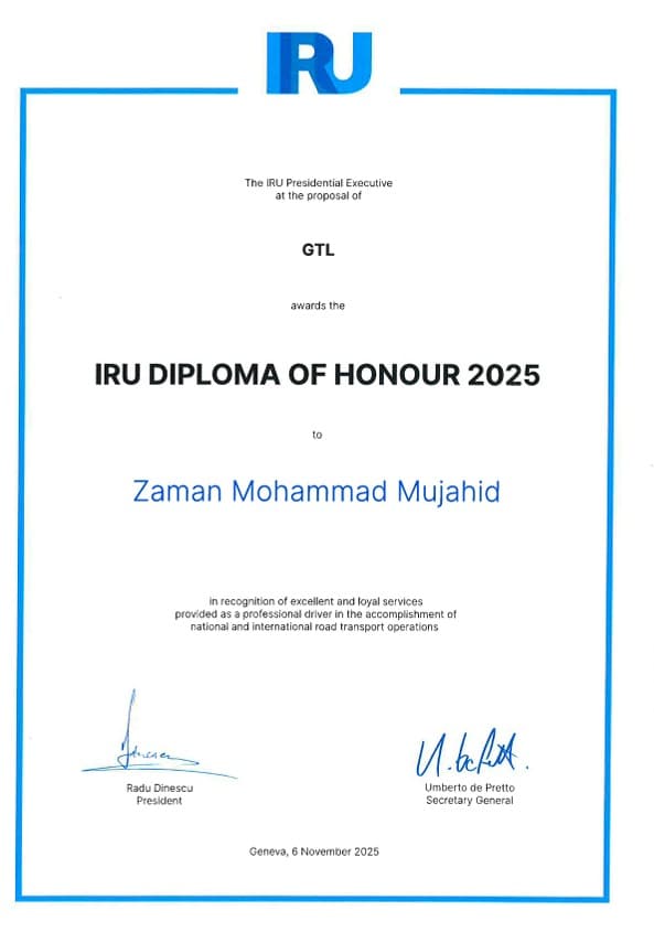 IRU Diploma of Honour 2025